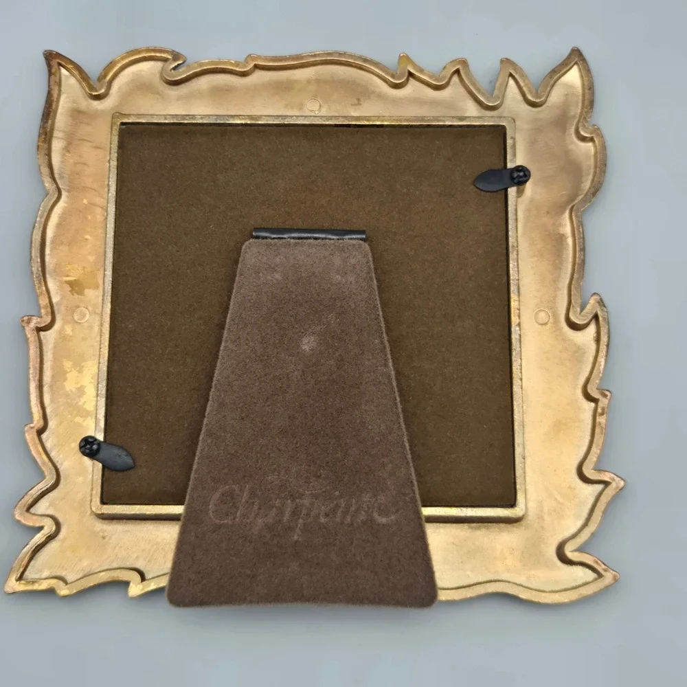 Ornate Brushed Brass Picture Frame‎ Leaf Design Table Top Charpente 5.5